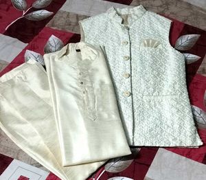 CREAM 3 PIECE KURTA SET
