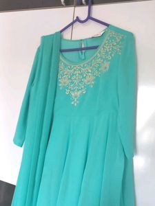 New Firozi Biba Anarkali Kurta With Dupatta