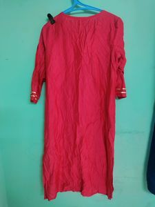 Beautiful CORAL kurta With Golden Thread Work