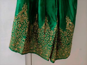 Green &amp; Golden Ethnic long Skirt