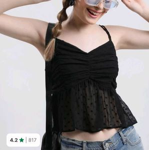 Casual sleeveless solid women black top