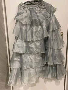 Grey Layered Lehanga With Blouse