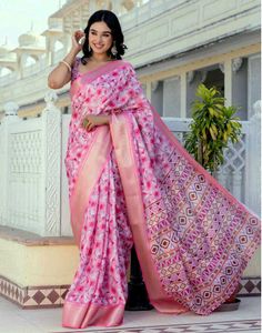 Elegant Pink Floral Saree