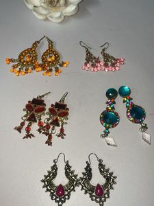 Pack Of 5 Assorted Earrings For Festival
