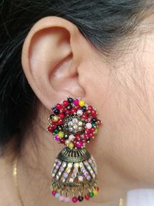 multi colour jhumka