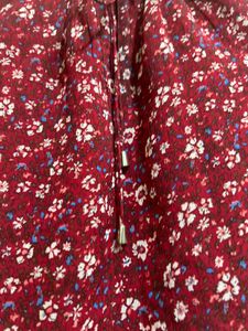Red Floral Ruffle Blouse