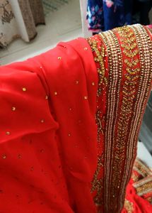 Elegant Red Embroidered Saree