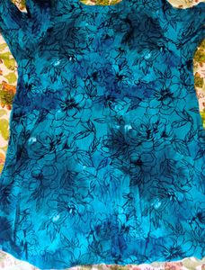 Floral Print Blue Long Shirt