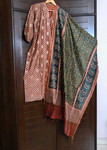 Traditional Hand Block Print Cotton Silk Kurta Set