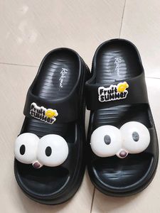 Women Cartoon Eye Black Slides – “Fruit Summer”