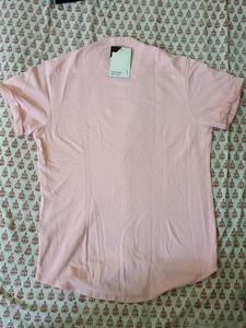 Pink Mandarin Collar Shirt