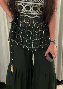 Elegant Green Kurta Sharara Set