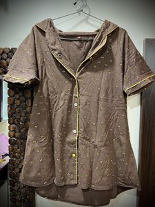 Cozy Brown Printed Co-ord Nightwear Set