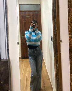 Striped Blue & White Knit Sweater