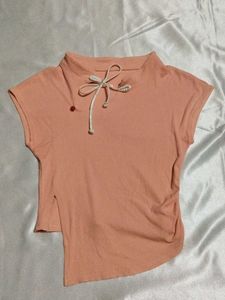 Peach Mandarin Collar Top