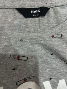 Grey Graphic Printed Crop T-Shirt “LOW Battery”