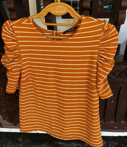 Striped Puff Sleeve Top