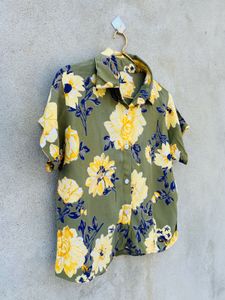 Flower Print Casual Crop Top