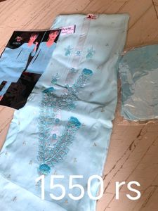 Single Pics.Firozi Colour With Heavy Dupatta Pure Organza
