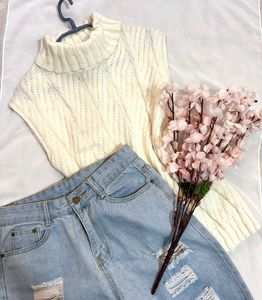 🎁Buy1 Get1 Free Cream Sleeveless Turtleneck A