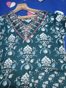 Teal Blue Kurta Set Pure Cotton