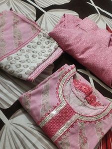 Lite Pink 💕cotten Suit With Handpurs Free