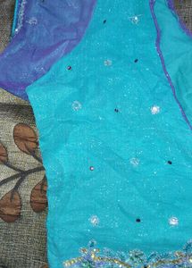 Turquoise Embellished Blouse Piece