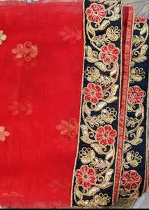 Beautiful Blue Lehanga With Red Dupatta