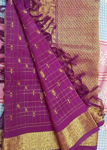 Purple &amp; Gold Woven Saree