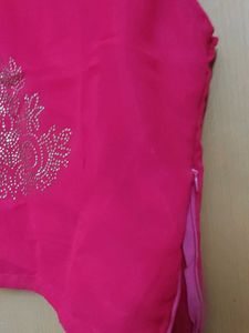 Pink  Sleeveless Blouse, Palazzo And Overcoat