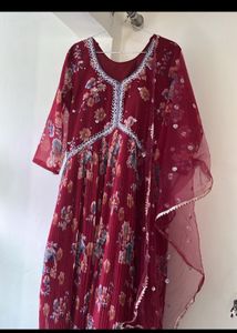 Maroon Ethnic Long Gown