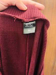 Burgundy Ribbed Coord Set