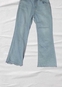 Raw Hem Flared Denim