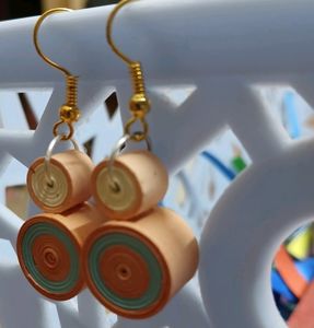 Quilling Handmade Hanging Multi Color Earrings