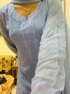 Blue Embroidered Kurta Set (Women&#39;s)