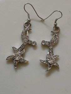 Silver Starburst Dangle Earrings