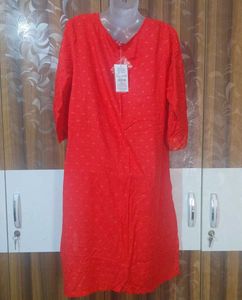 Red Printed Kurta