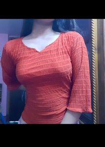 Red Vintage Crepe Top