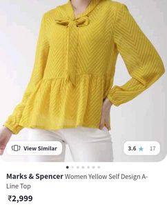 M&amp;S Yellow A- Line Top