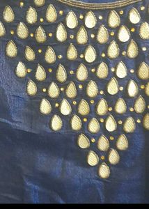 Elegant Blue &amp; Gold Embellished Dress