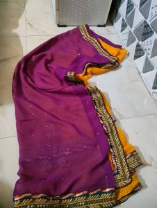 Elegant Purple- yellow and red-cream sarees