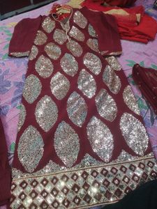 maroon duppata set