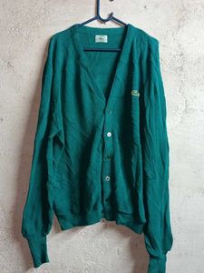 LACOSTE Oversized Winter Fashion Cardigan Green