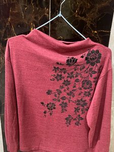 Y2K style floral high neck top