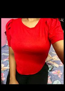 Forever 21 Red Puff Sleeve Top