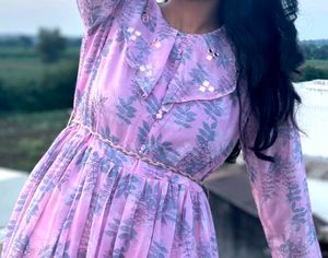 Pink Floral Print Dress