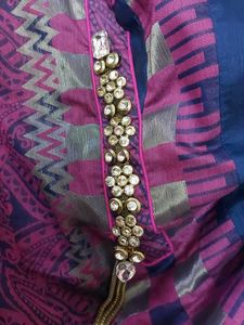 Blue kurti with brooch