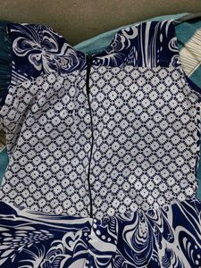White And Navy Blue Top