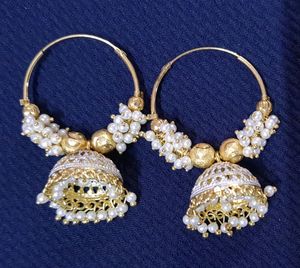 Golden &amp; White pearl Earring
