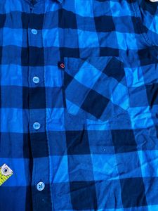 Blue Color Cotton Branded Shirt